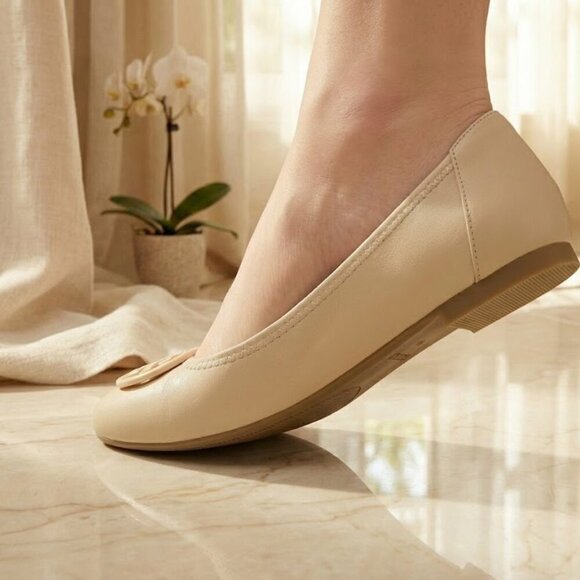 Amazon.com: Athlefit Women NWT Kayleen Beige Ballet Flats | Classic Round Toe Slip-On Shoes | Multiple Size